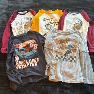 Kids Long Sleeve Graphic Tees - Red, Gray, Yellow